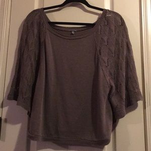 Light cocoa crochet short sleeve top